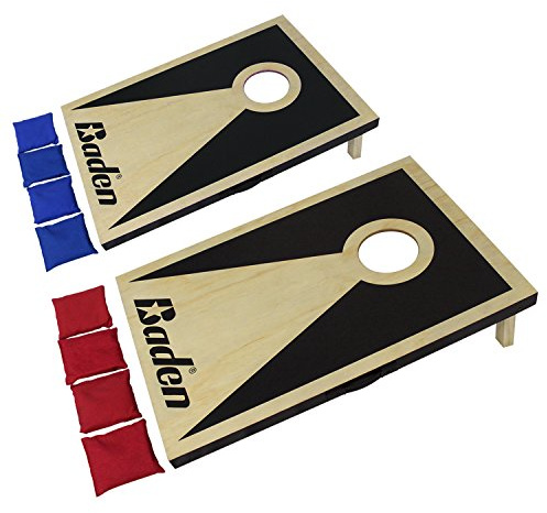 Baden Pro Series Cornhole Set (2' x 3') – 2 Solid Wood Boards with Folding Legs, 8 Weather-Resistant Bean Bags, Carry Handles & Storage – Party, Backyard, Tailgate Game – Red/Blue