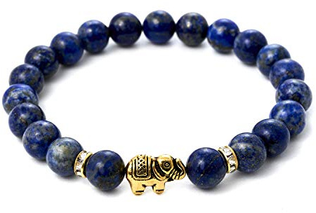 BERGERLIN Naturstein Elefant Armband Damen Herren, Edelstein, 8mm