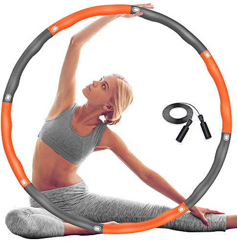 DUTISON Hula Hoop Reifen Erwachsene zur Abnehmen und Massage, Hoola Hoop für Erwachsene & Kinder EIN 6-8 Teiliger Abnehmbarer Hullahub Reifen Fitness Training/Bauchmuskelkonturen mit Springseil