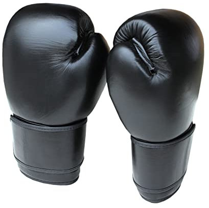 LISARO Boxhandschuhe aus Echtem Leder besten Qualität für Lange Haltbarkeit für Männer, Frauen Jugend und Kinder. Kickboxhandschuhe für Kampfsport, MMA, Sparring, Muay Thai und Boxen. schwarz (14 OZ)