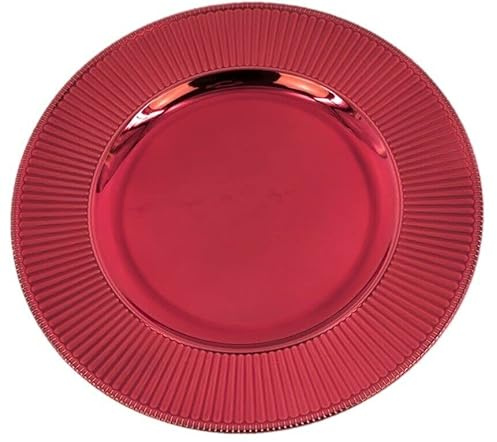 Cheerful Bargains Set di 4 sottopiatti ondulati rosa da 33 cm, colore fucsia, rotondi sotto piatti, finitura lucida, per cene di Natale, versatili per esposizioni decorative, proteggono dai piatti