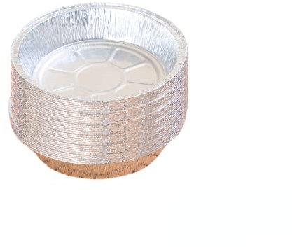 QYLJZB Lot de 50 moules à tarte ronds jetables en aluminium avec parois coudées pour rôtir des gâteaux, des quiches ou cuisiner 17,8 cm
