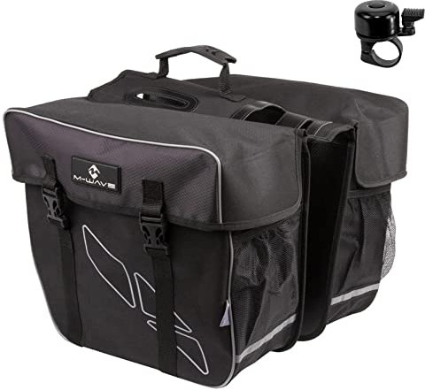 Gepäcktasche M-Wave Amsterdam Double Fahrradtasche Doppeltasche Schwarz 30 Liter inkl. Fahrradklingel