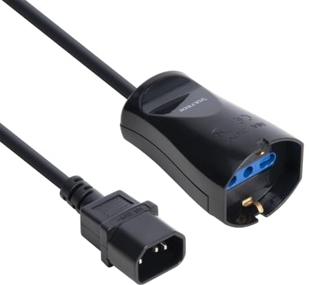 Vultech MU-UPS02 Câble d'alimentation IEC C14 MÂLE - 10/16A BIPASSO SCHUKO Câble UPS, fiche IEC, Prise Schuko Bipasso, Noir