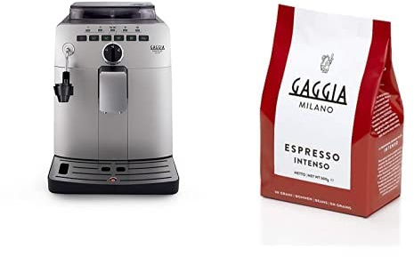 Gaggia HD8749/11 Naviglio Deluxe, Caffè in Grani, 1,5 L, 15 Bar, 1850 W, 230V, Argento, 100% Made in Italy Miscela Espresso Intenso in Grani - 500 gr