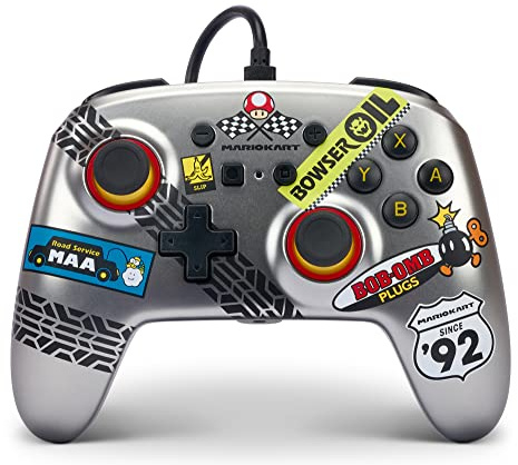 Verbesserter Kabelgebundener PowerA Controller für Nintendo Switch – Mario Kart, Gamepad, Game-Controller, Kabelgebundener Controller, Offiziell Lizenziert