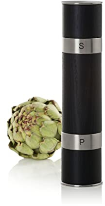AdHoc MP90 Duo Moulin manuel en bois | Moulin à sel et à poivre de qualité supérieure | Broyeur en céramique durable | Résultat de broyage fin à grossier | Bois de frêne et acier inoxydable | Noir