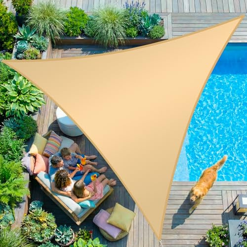 KESSER® Voile d'ombrage, Protection Solaire, Coupe-Vent, Tissu PEHD, imperméable et Coupe-Vent, Coutures transversales, Robuste et Stable, pour Jardin, Balcon, 3x3x3m, Sable