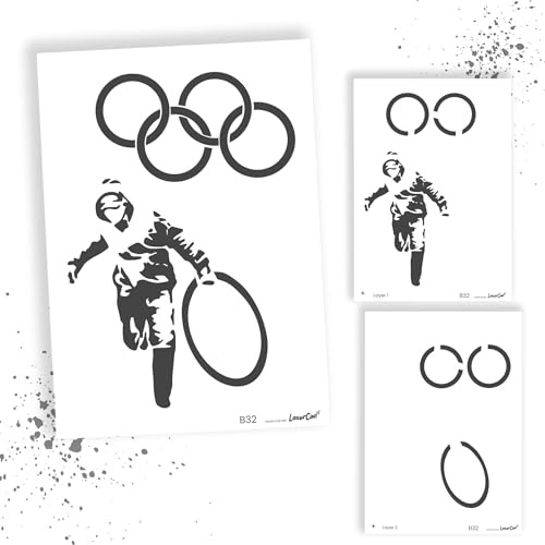 LaserCad Schablonen BANKSY Streetart (B032, Ring Thief, DIN A5) Stencil für Graffiti, Airbrush, Kunst, Deko, zum Malen