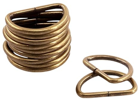 WedDecor 25mm Antique Brass Non Welded Metal D Ring Fasteners Buckle for Adjustable Fastening Webbing, Arts and Crafts, Pet Collars, Repairing Bags, Straps, 20pcs