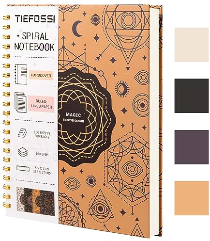 TIEFOSSI Spiral Notebook Journal, Large College Ruled/Line Spiral Notebook 216 X 297mm, Wirebound Office Journal, A4 Letter Notebook for Work Study, 100gsm Thick Paper,100 Sheets 200 Pages