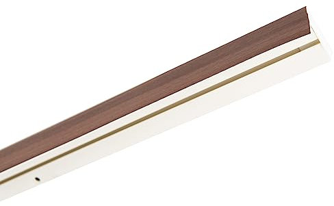 Garesa Gardinenschiene 1-läufig, Weiß I Vorhangschiene aus Kunststoff inkl. Gleiter I Vorgebohrt zur Deckenmontage I Mit Blende Farbe Nussbaum I 540cm