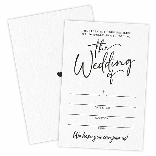 TPYEN Minimalism Wedding Invitations, 25 Wedding Invites With Envelopes, Double-Sided Fill In Style Minimalism Decorations, Party Favor And Supplies - A05