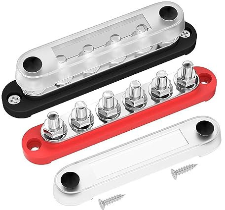 TsoLay 12V Bus Bar 6x5/16Inch (M8) Terminal Studs 12 Volt Power Distribution Block Parts Accessories with Cover Battery Bus Bar 12V-48V for Auto