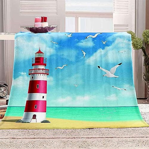 okoikfc Kuscheldecke Flauschig 220x240 cm 3D Roter Leuchtturm Decke Fleecedecke - Wohndecke, Sofadecke XXL, Decke Couch Blanket, Kuscheldecke Große, Sofa überwurfdecke