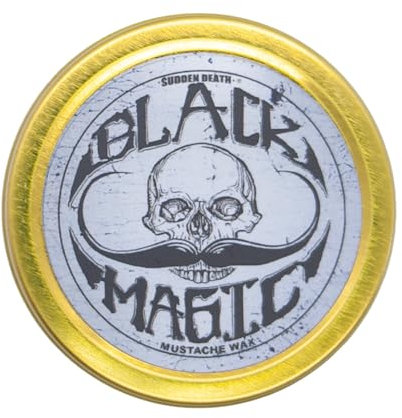 Black Magic Sudden Death Mustache Wax | Hide Grey Hair | Strong Hold | 1 oz Tin | No Heat Source Required | Unscented