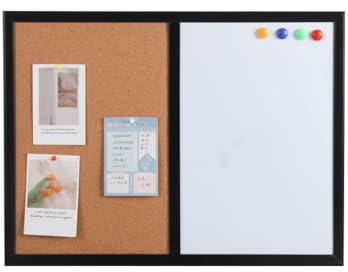 Magnético Pizarra Combinada de Borrado en Seco y Corcho Pizarra Mural Pizarra Tablones de Anuncios Combinación Marco Negro para la Escuela, la Oficina y el Hogar (Color : Style2, Size : 60 * 90cm)