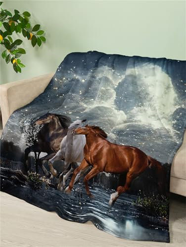 Manta Caballos Cubre Sofa Mantas para Cama De Franela,Cobijas De Invierno Extra Suave,Manta Polar,Mantas para Sofa,Plaid Sofa（180X200Cm）