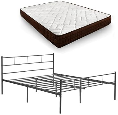 HOGAR24 ES - Somier Metálico con Patas, Estructura de Cama y Cabecero + Colchón Viscoelástico Dream Flex 15, Medida: 135x190 cm