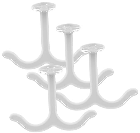 Milisten Lot de 4 crochets de plafond à double griffe en acier inoxydable pour porte-monnaie, tasses à café, tasses à café, sous armoire, tasses à café, crochets blancs en alliage de zinc