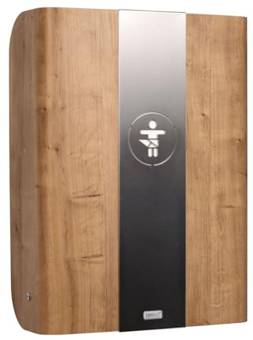 KEMMLIT Wickeltisch Toledo Eiche/klappbar platzsparend, Wandwickeltisch inkl. grauer Wickelunterlage, Wandwickelregal für öffentl. & priv. Bereich, TÜV, Wickelstation aus Formholz (Eiche Edelstahl)