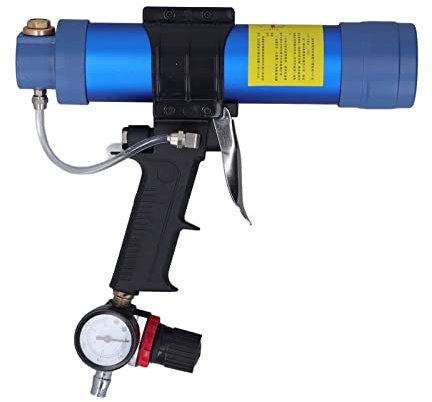 flexman Pistola Calafateo Air Power, Pistola Pegamento Neumática Vidrio 310 ml, 1/4 Pulgadas, con Manómetro, Kit Pistola Calafateo Sellador Aire para Tanques Peces Fotovoltaicos