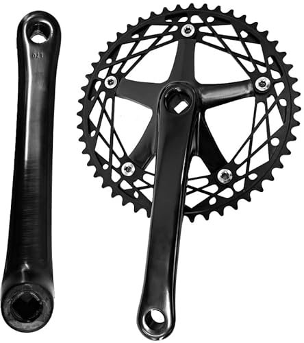 WANGZEYU Kurbelgarnitur Bike 4. 9T BCD144 17. 0mm Kurbelbahn Fahrrad Aluminiumlegierung Single Speed ​​Road Feste Gang Hohlkettenrad Radfahren Fahrrad Kurbel