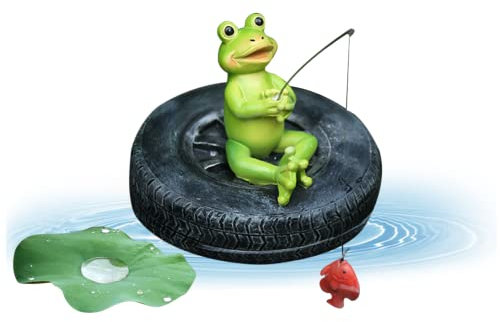 Grenouille flottante pour étang ornements grenouille résine grenouille flottante statue de pêche sculpture grenouille pour jardin de décoration de piscine 18x15cm, statues de jardin extérieur