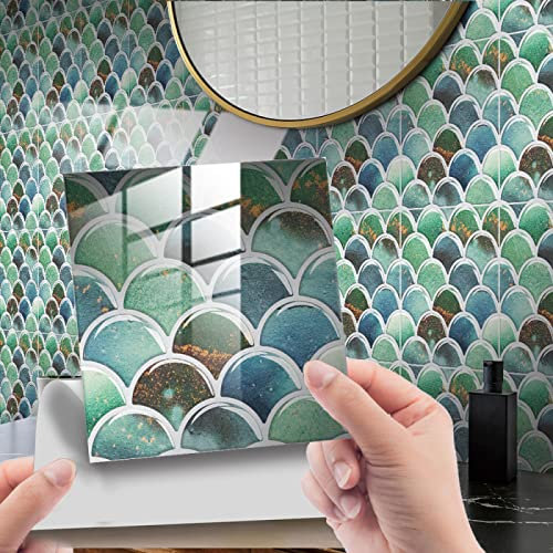 generic Pegatinas de Azulejos Diy Pegatinas de Azulejos de Mármol Verde Pegatinas de Pelado Azul Empapelado Impermeable Autoadhesivo Azulejos de Pared Antiadhesivos Azulejos de Cocina Pegatinas de Azu