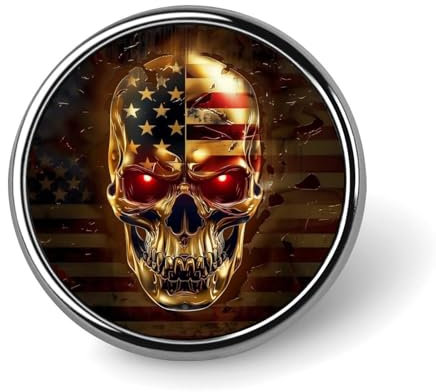 Runde Brosche mit Totenkopf-Motiv, amerikanische Flagge, Anstecknadel, Krawattennadel für Damen und Herren, Büroangestellte, Lehrer, Dekoration