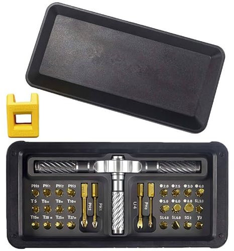 Generic 30 in 1 Multi Bit Magnetic Screwdriver Set, 30 in 1 Ratchet Wrench Screwdriver Set With Magnetic Driver Kit, Detachable T Ratchet Handle Repair Tool for Household