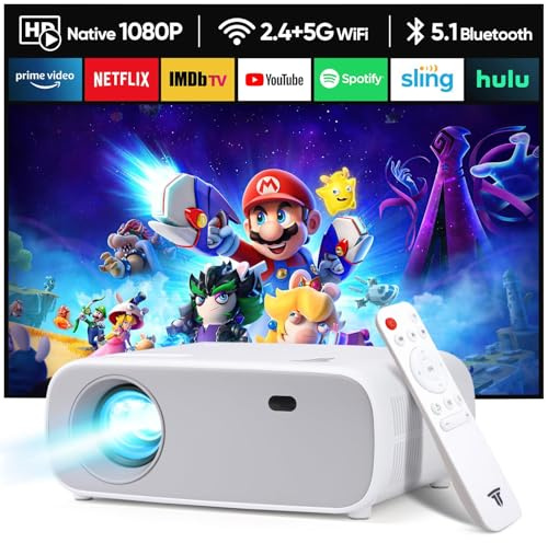 2025 Neues Hochleistungsbeamer, unterstützt Switch und PS5 ohne Verzögerung, Beamer mit WiFi und Bluetooth, 20000 Lumen 4K-Unterstützung, Full HD 1080P Auflösung, （Hochhelligkeitsversion）