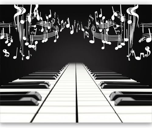 Fotomurales 250 x 175 cm Papel pintado tejido no tejido Decoración de Pared decorativos Negro y blanco Murales moderna de Diseno Fotográfico Nota negra de piano