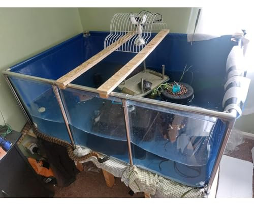 Generisch Großes Aquarium aus PVC/Canvas, Rahmenbecken mit klarem Fenster, Flexibles Becken für Schildkröten, Kois/Goldfische, leicht zusammenzubauen (120 x 80 x 61 cm)