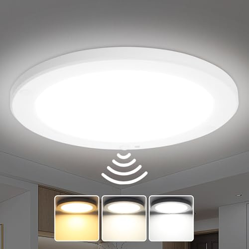 Wondlumi 18W PIR LED Ceiling Light with Motion Sensor 3CCT 240V | 3000K/4500K/6000K, 1800LM, Round Ultra Slim Indoor Use, For Hallway, Stair, Balcony, Garage