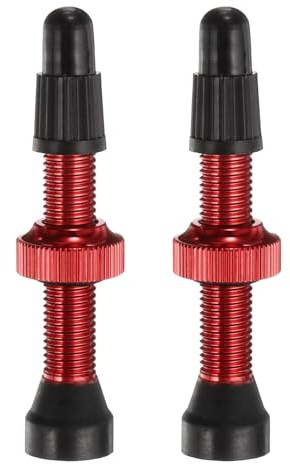 QUARKZMAN 2 Stück Tubeless Ventile 34mm Aluminiumlegierung Rot | Tubeless Ventil Super Leicht Kein Leck Dauerhaft Ventilkappen, für die meisten Fahrrad Tubeless Felgen Paar