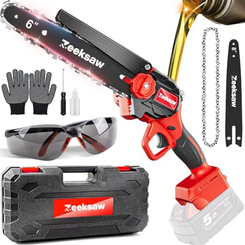 Mini tronçonneuse sans fil pour batterie Milwaukee M18, 20,3 cm et 15,2 cm avec huileur automatique, mini scie à chaîne 2 en 1 alimentée par batterie pour la coupe du bois, l'élagage des arbres (sans
