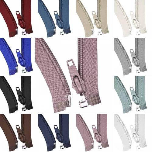 Reißverschluss teilbar Kunststoff – Spiral-Reißverschluss 35–50 cm – für Jacken, Baby- & Kinderkleidung – modische Farben – teilbarer Zipper für Nähen DIY Kleidung (altrosa, 45 cm)