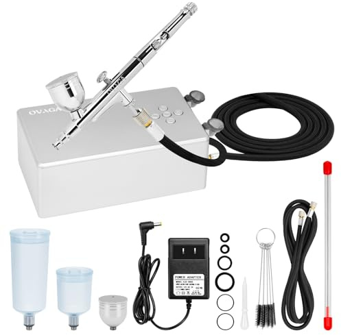Ovaga 55PSI ultratyst Airbrush-kit, dubbel-action multifunktion airbrush-set med kompressor för målning, bärbar luftborstset för tårtdekoration, smink, konst, hantverk, nageldesign, modelltatuering