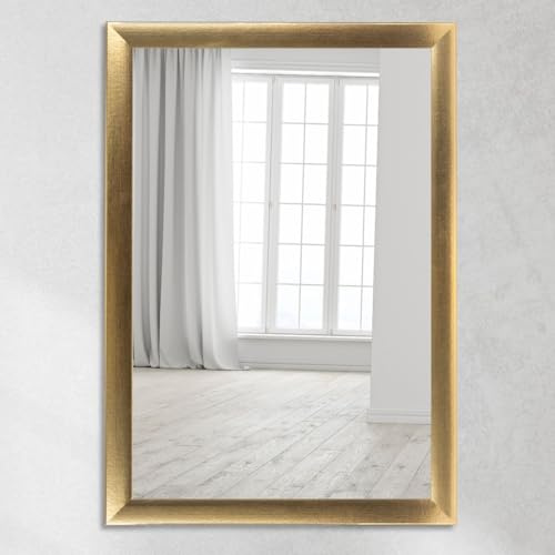 CLAMARO Wandspiegel Neo Collage 40 x 60 cm, Gold, Holzrahmen 38 mm | Foliierter MDF-Rahmen, Echtglas-Spiegelscheibe, HDF-Rückwand für Stabilität, Metallaufhänger, Hoch- und Querformat