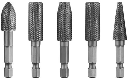 5Pcs Rotary Steel File Wood Drill Bit Burrs Metal Grinding Grooved Sanding Engraving Milling Polishing Tool Extension Rod Rotary File Set