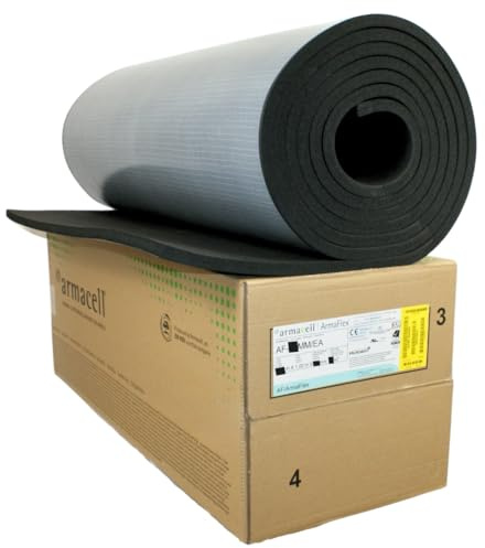 ArmaFlex AF plaque isolante autocollante 25 mm – 1 m x 1 m | Caoutchouc flexible pour isoler du froid et de la chaleur, avec protection fiable contre l’humidité et les moisissures.