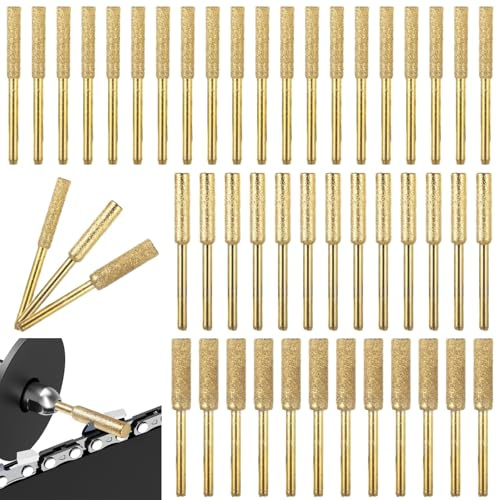 72 Pcs High-Durability Emery Chainsaw Sharpeners, 1/8 Inch Shank Grinding Bits for Power Drill, Polishing Tools for Jewelry, Wood, Stone, Metal