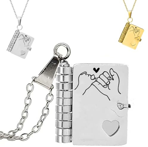 For Daughter - I'm Always With You Book Necklace, Openable Multi Layer Little Star Hummingwings Book Necklace from Mom, A Letter for My Daughter book necklace, Carries Everlasting Love (Silver)