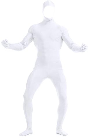 Bauzuoyo Combinaison intégrale Zentai pour homme - Costume d'Halloween et de carnaval - Couleur unie - Extensible - Combinaison moulante pour fête, Halloween, costume de scène, Blanc., XL