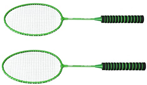 Aumotop Slitstarka Badmintonracketset med Förstärkt Ram för Ungdomar och Nybörjare Green