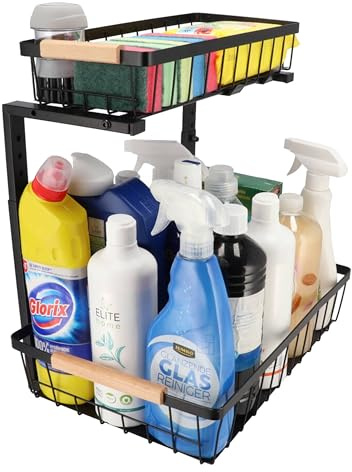 KROMS Organizador cocina talla XL - Negro - Organizador bajo fregadero - Mueble bajo lavabo