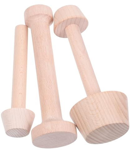 Toyvian Moldes para Tartaletas de Madera 3 Piezas Apisonador Doble Cara, Moldes para Tartas de Huevo DIY Tamaño Mediano y Pequeño, Utensilios para Hornear Mini Tartas y Muffins