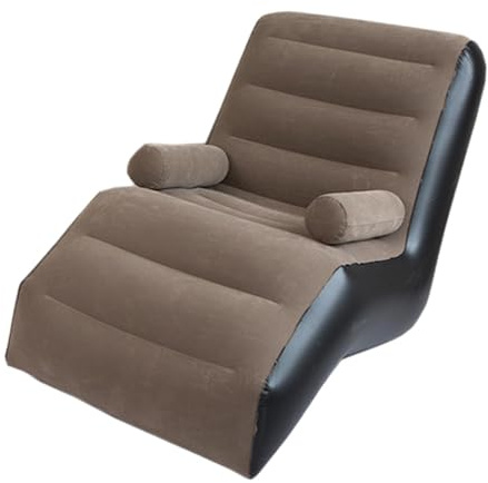 BOKIOESDE Uppblåsbar fåtölj/soffa i PVC, mjuk, hopfällbar, lata soffan för hemmabruk, säng inomhus/utomhus, brun