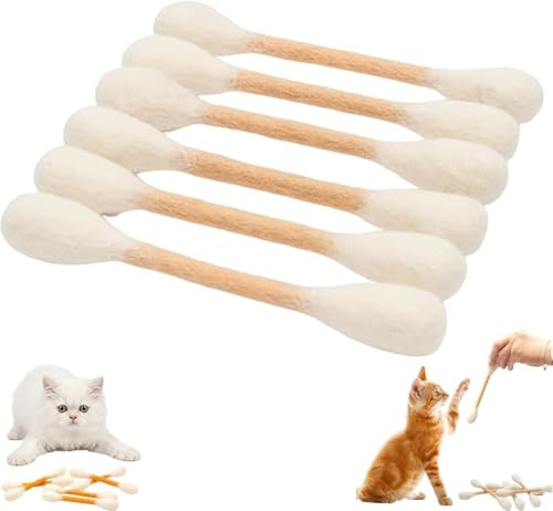 6Pack Cotons-tiges jouets pour chat, bâtons à mâcher géants pour chaton,cordes de dentition dentaires à mâcher pour gros chaton,bâtons de jouets interactifs en feutre pour chaton,pour l'ennui (blanc)